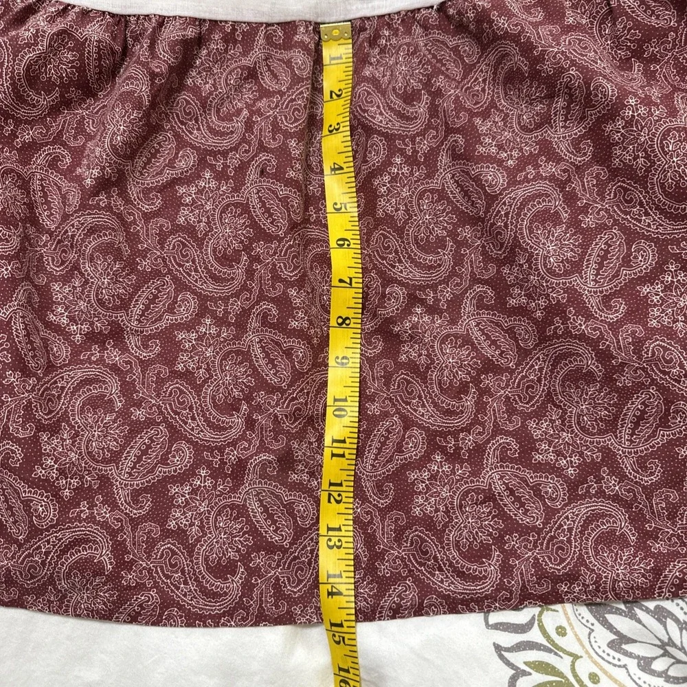 Laura‎ Ashley Queen Bedskirt Paisley Burgundy Split Corner French Country Flaws